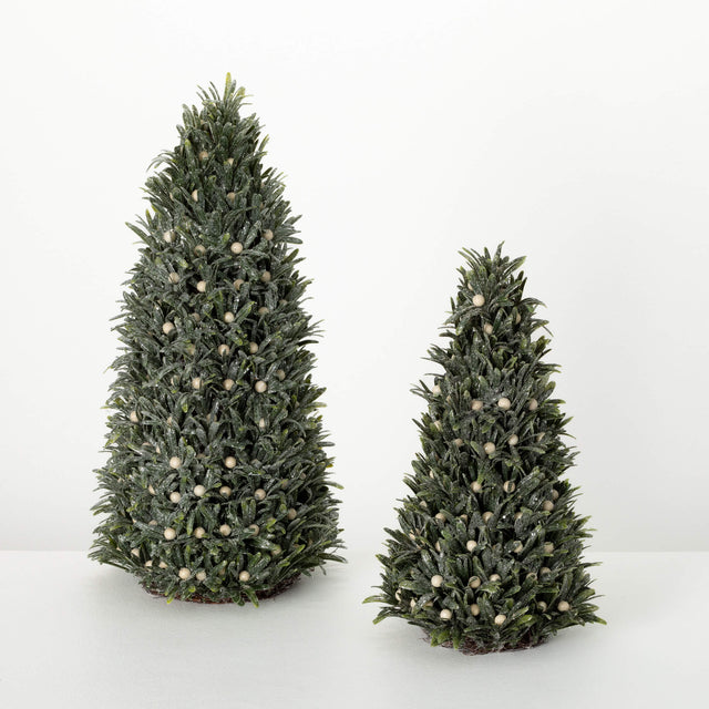 17"/24" Mistletoe Tree Set of 2