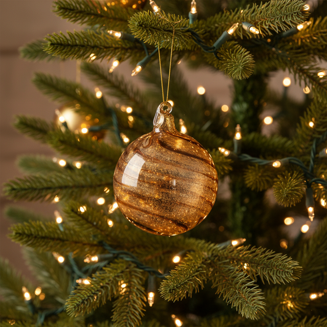 3.54" Gold Heavy Glass Ball Ornament