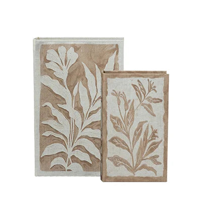Decorative Book Box Set/2 | 7" W x 3" D x 10.5" H | 5" W x 2" D x 8.3" H