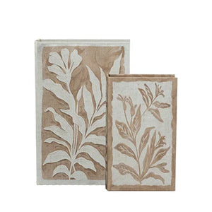 Decorative Book Boxes, Natural Tones Set of 2