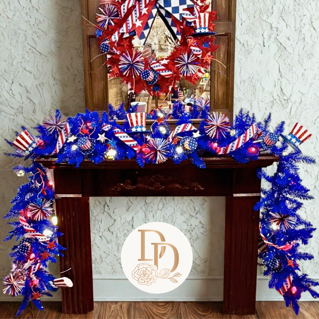 9' Patriotic Parade Lit Designer Garland