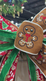 20" Gingerbread Christmas Bow | Handtied Designer Bow