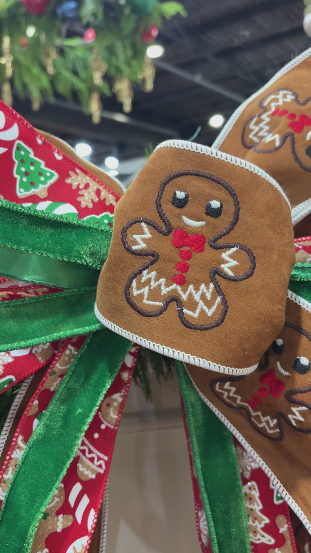 20" Gingerbread Christmas Bow | Handtied Designer Bow