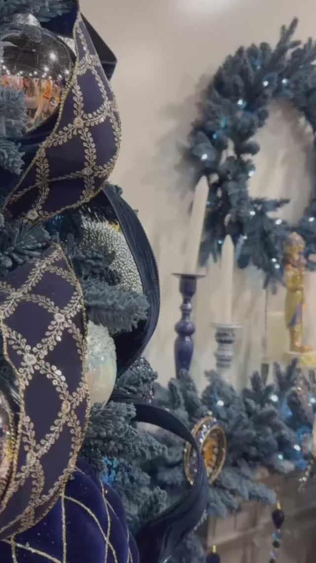5" Blue/Champagne Jewel Wreath with Snowflake Ornament