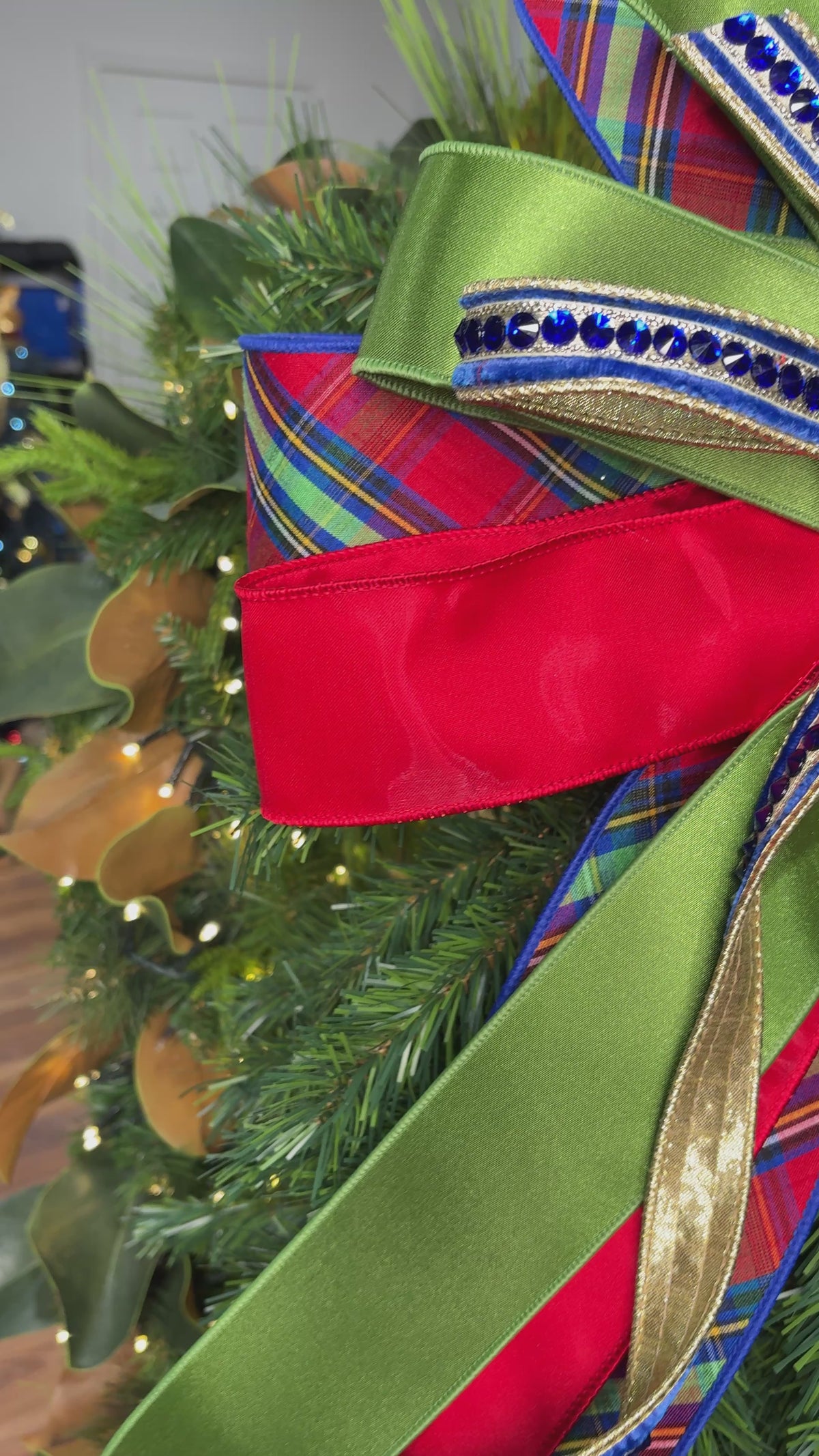 20" Royal Blue Jewel Plaid Designer Bow