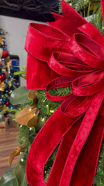22" Crimson Classic Velvet Christmas Bow | Hand-Tied