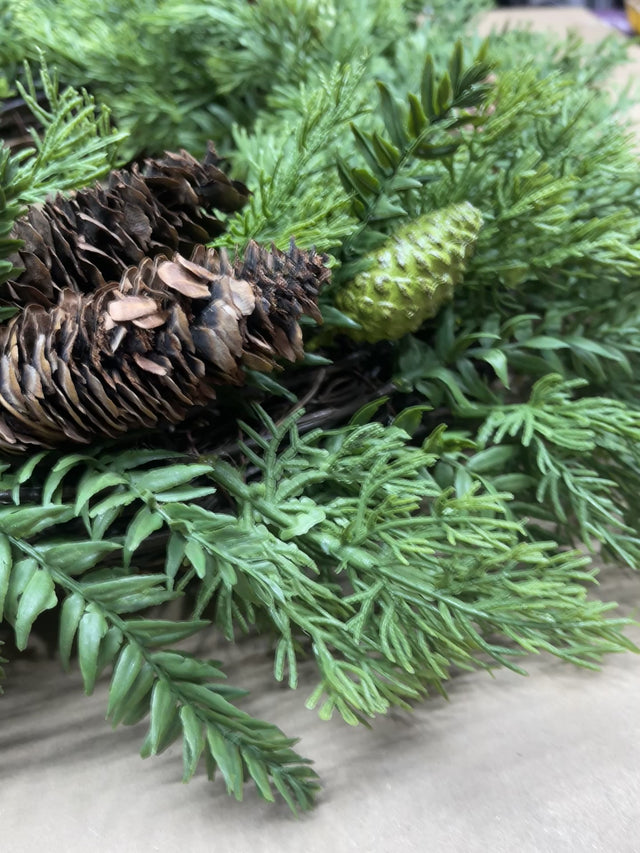 20” Cedar and Pinecone Wreath