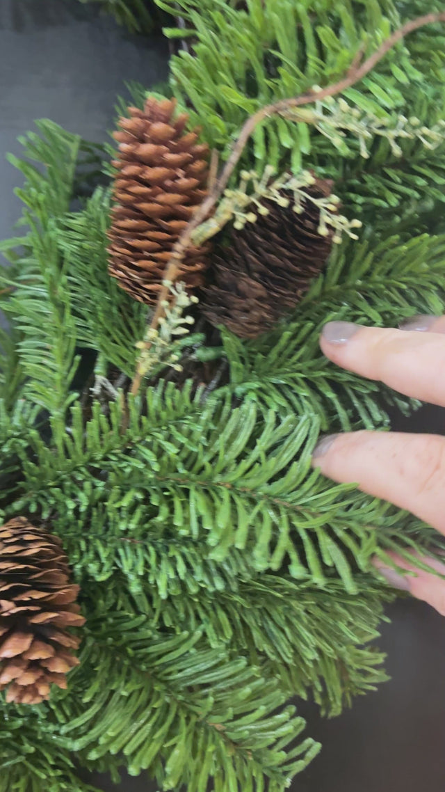 22" Soft Touch Pine Wreath with Pinecones