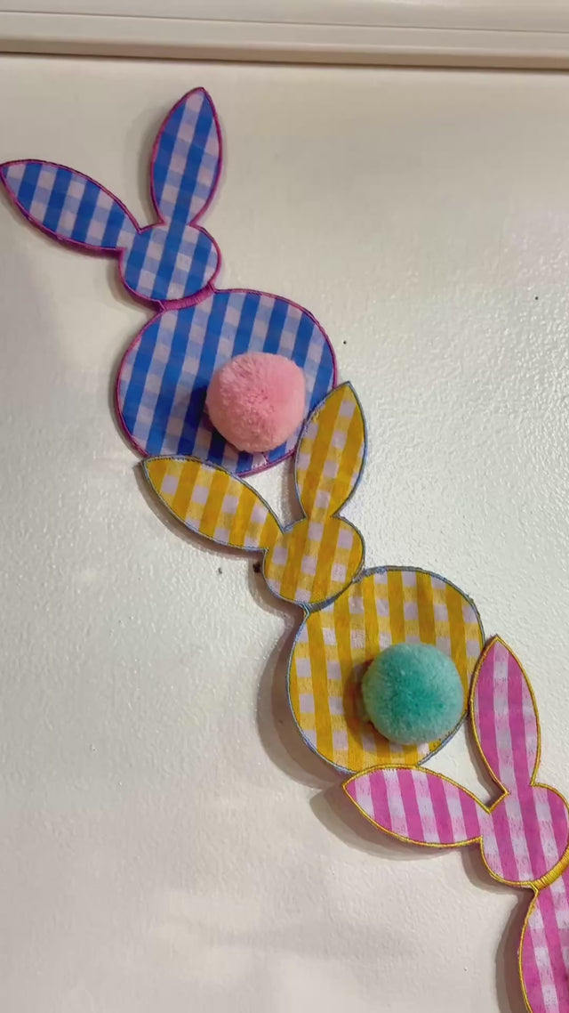 72" Gingham Easter Bunny Pompom Tail Garland