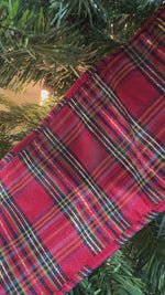 4"x5YDS  Black Velvet Holly Leaf Velour Tartan Back Ribbon