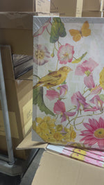 23.5" Painted Bird & Butterfly Floral Canvas