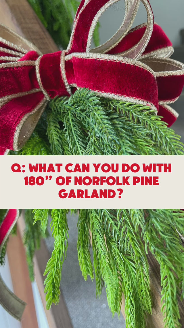 180" Real Touch Norfolk Pine Staircase Garland