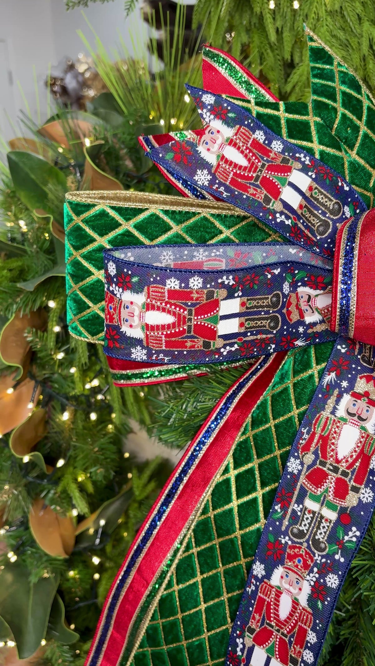 20" Navy Nutcracker Designer Bow