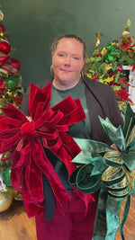 22" Crimson Classic Velvet Christmas Bow | Hand-Tied