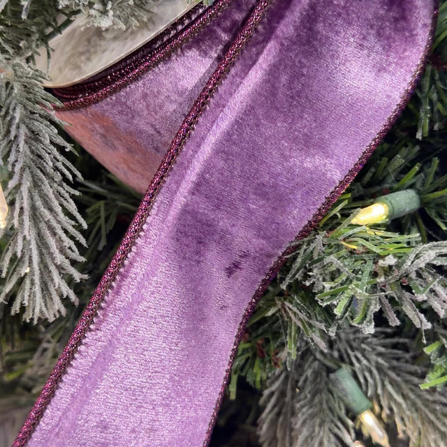 2.5"x10YDS Lavender Crown Velvet Metallic Back Ribbon