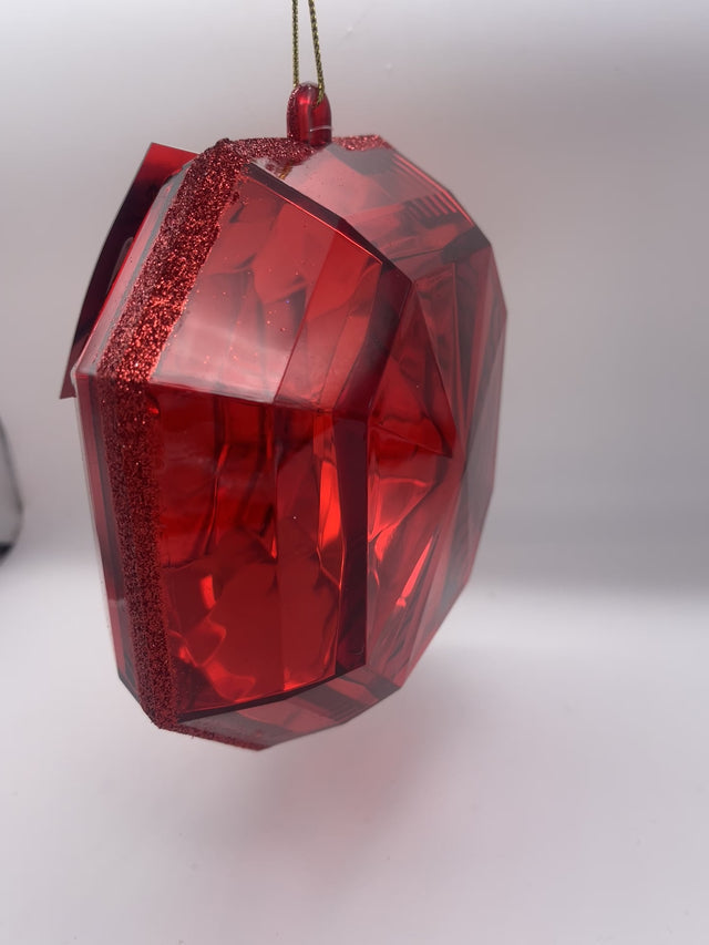 6" Red Square Precious Gem Ornament