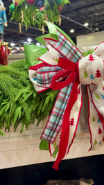 20" Pine & Plaid Cozy Christmas Bow | Handtied Designer Bow