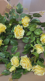 24" Yellow Rose and Foliage Wreath