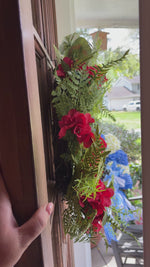 26" Red Geranium & Berry Wreath
