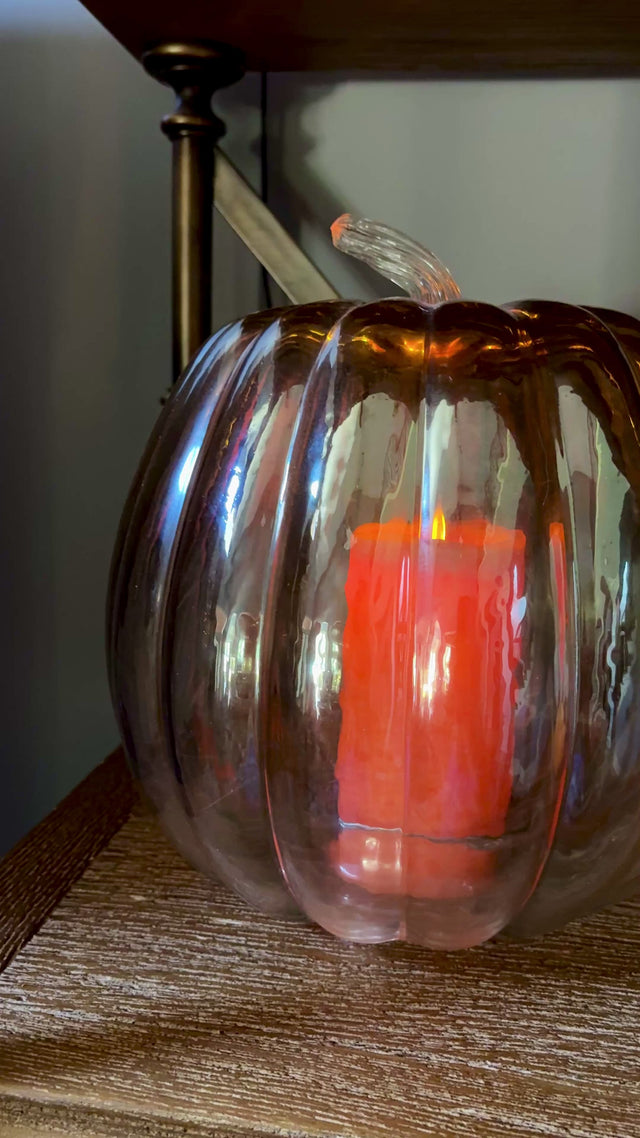 11" Transparent Glass Pumpkin Cloche