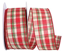 4" Multi Plaid Wired Edge Ribbon-10 Yards