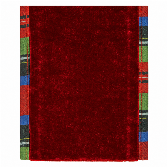 2.5" | 4" x 10YDS Sheldon Red Velvet Ribbon with Plaid Backing & Piping