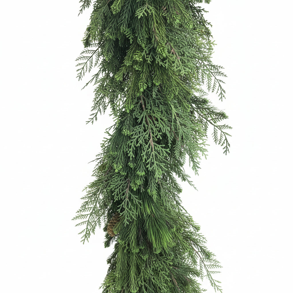 60" Deluxe Mixed Pine/Cedar W/cone garland