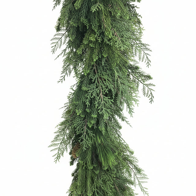 60" Deluxe Mixed Pine/Cedar W/cone garland
