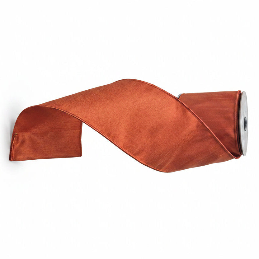 4" x 10yd Faux Dupioni Orange Ribbon