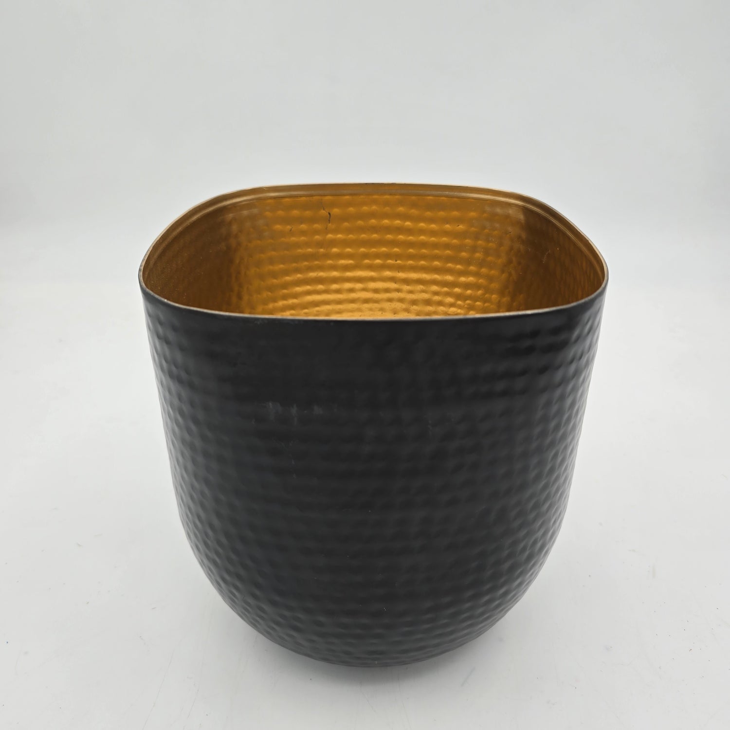8" Antique Black Metal Rounded/ Square Planter