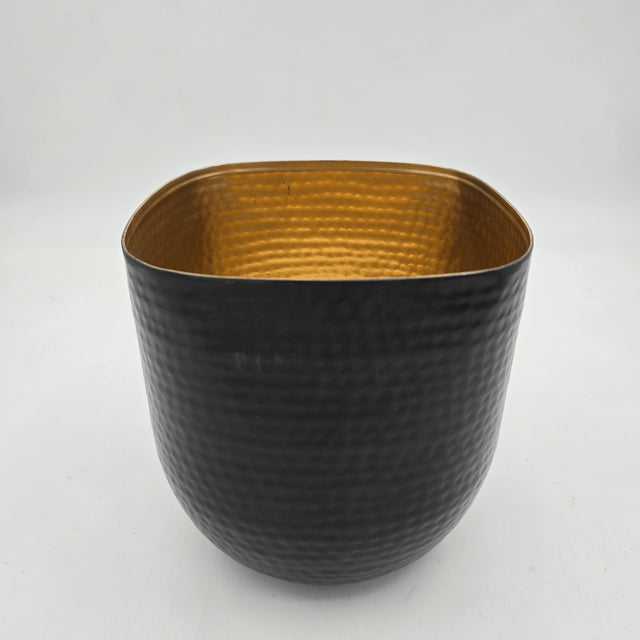 8" Antique Black Metal Rounded/ Square Planter