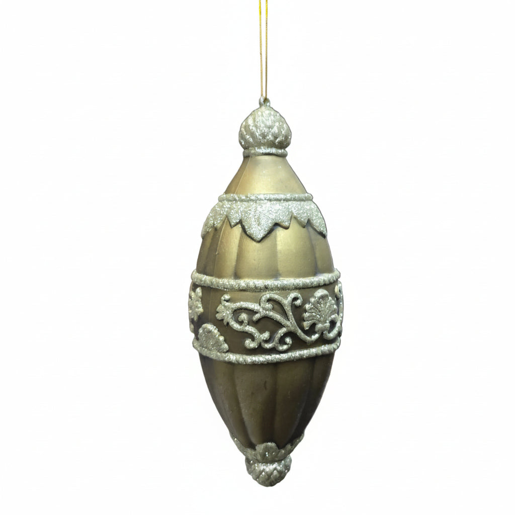 15" gold Antique Swirl Drop Christmas Ornament