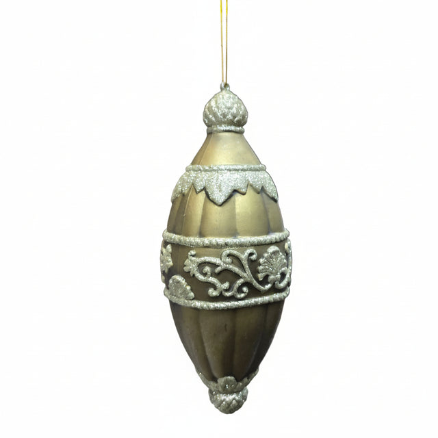 15" gold Antique Swirl Drop Christmas Ornament