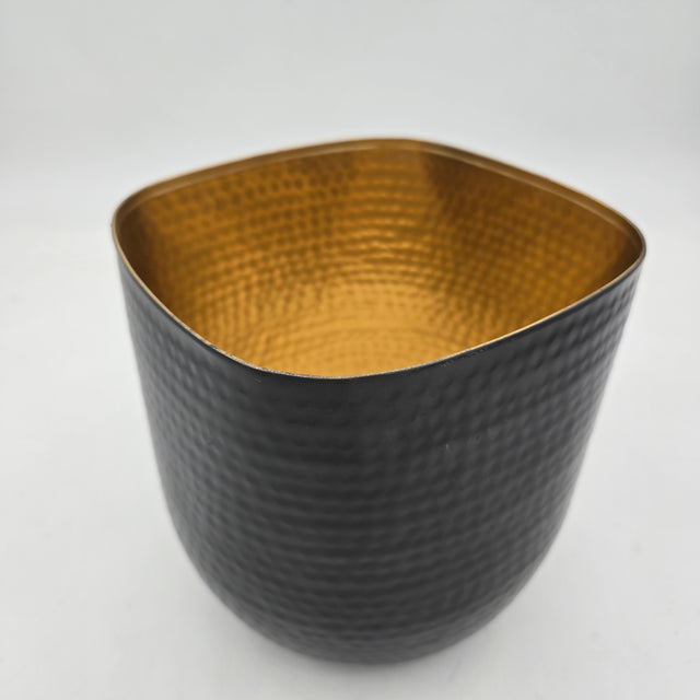 8" Antique Black Metal Rounded/ Square Planter