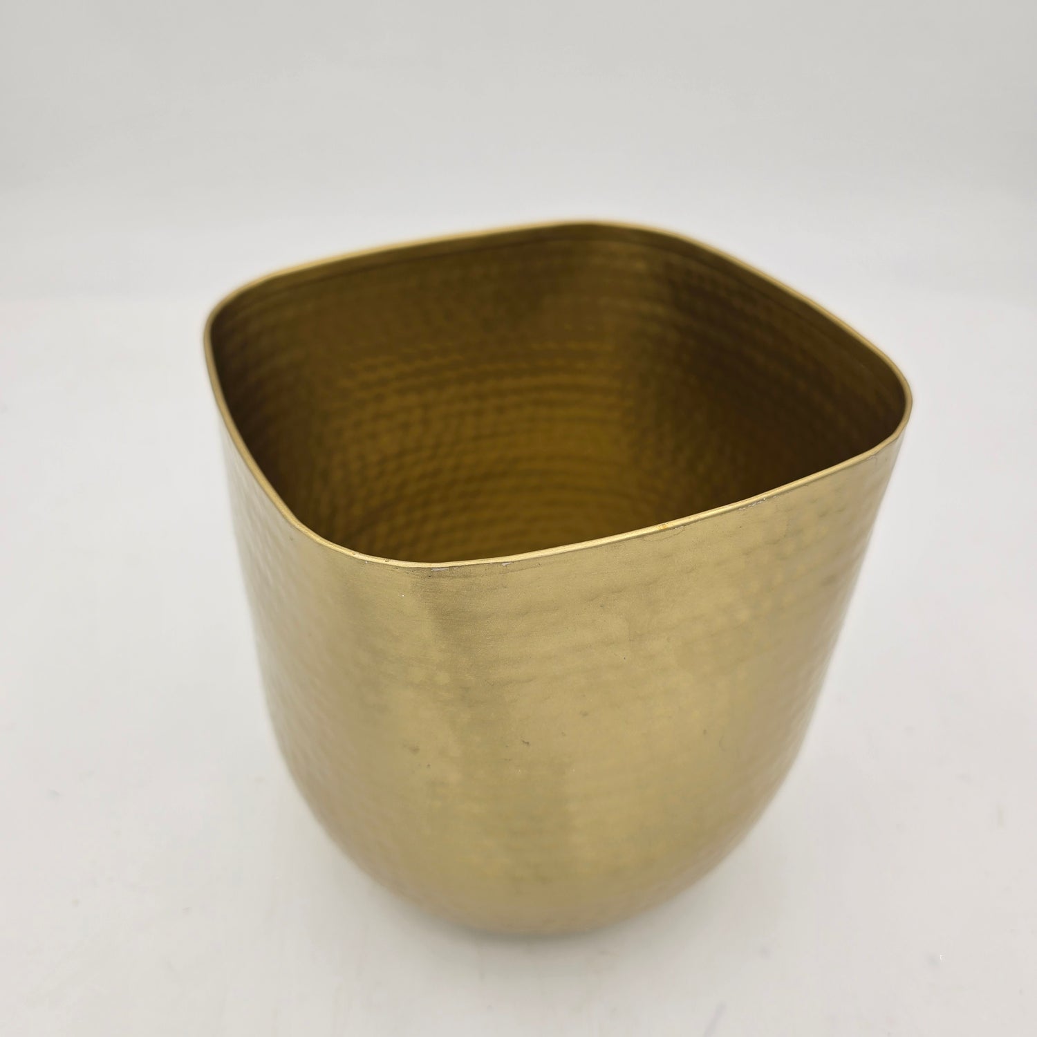 7" Antique Gold Metal Rounded/ Square Planter
