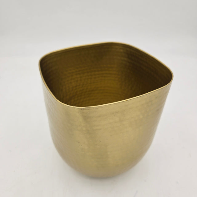 7" Antique Gold Metal Rounded/ Square Planter