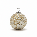 3" Heavy Glass Bauble Ornament with Glass Dots | Champagne