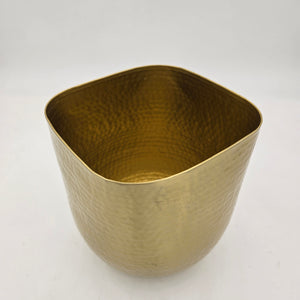 8" Antique Gold Metal Rounded/ Square Planter