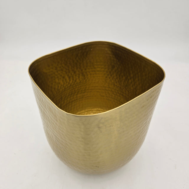 8" Antique Gold Metal Rounded/ Square Planter