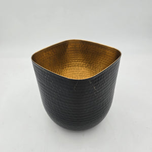 7" Antique Black Metal Rounded/ Square Planter