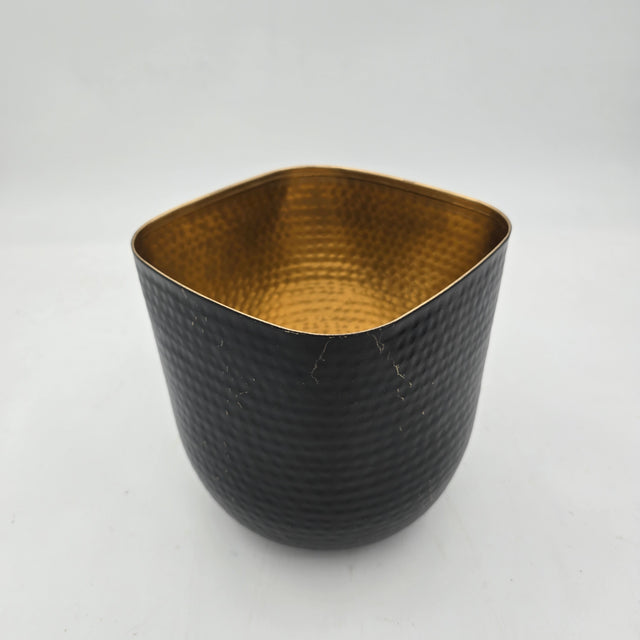 7" Antique Black Metal Rounded/ Square Planter