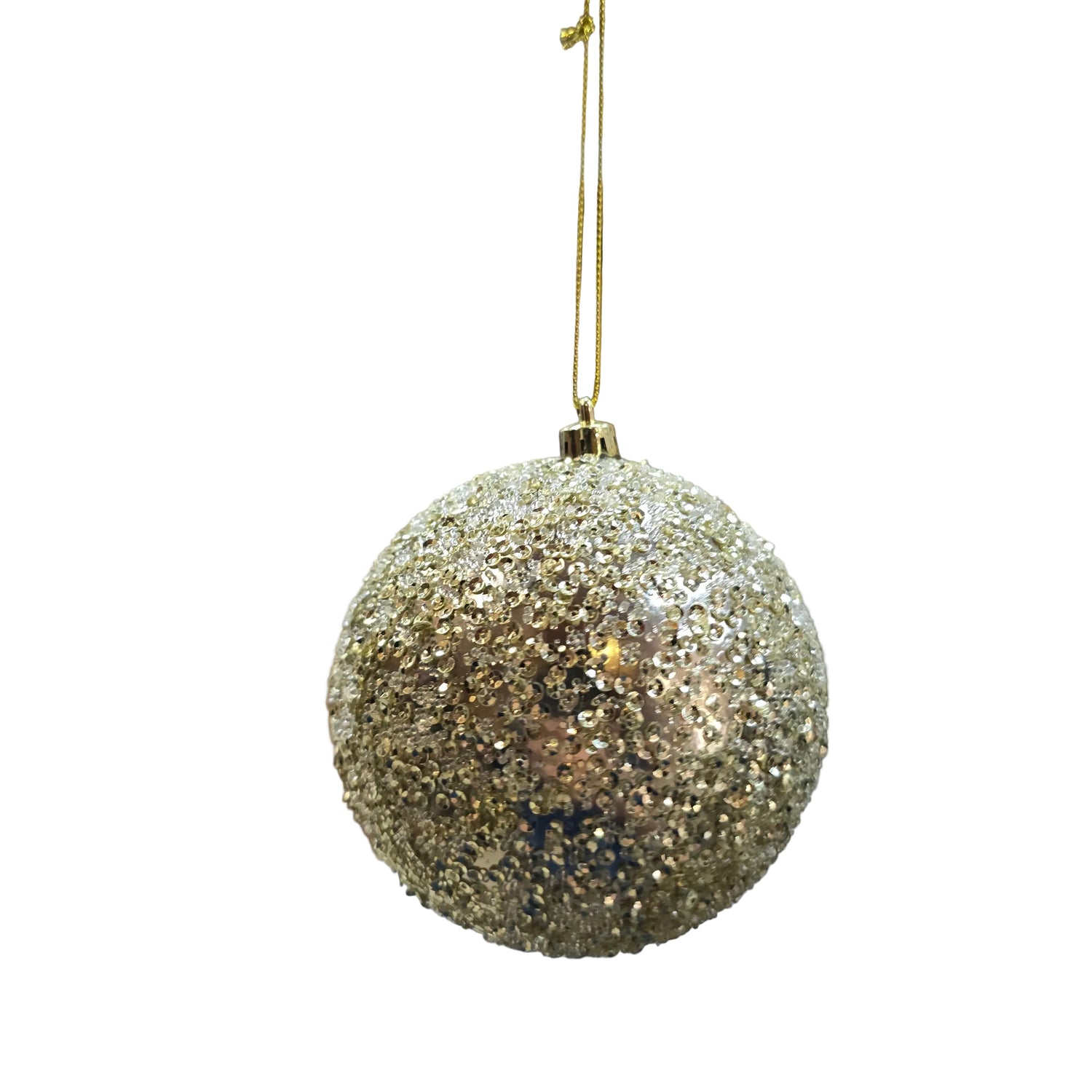 4" Beaded Metallic Ball Ornament champagne