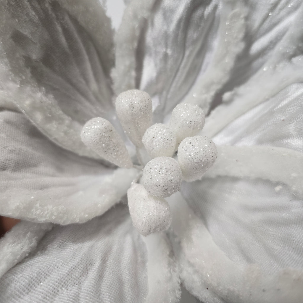 12” Fur-Edged Poinsettia on Clip