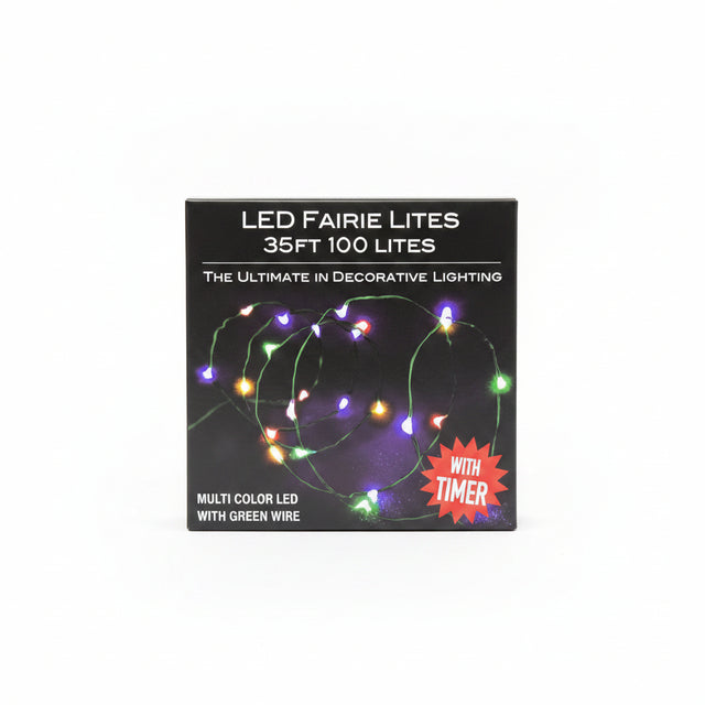 33' Battery Operated 100L Multicolor Fairy LED Green Wire Light Set