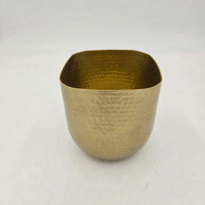 5.5" Antique Gold Metal Rounded/ Square Planter