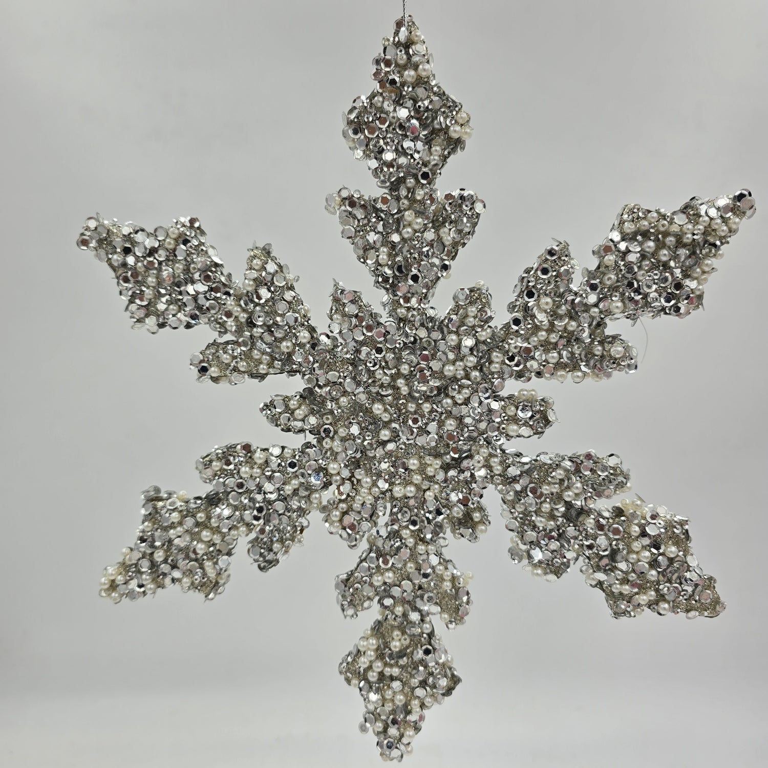 12" White | Platinum Sequin/Pearl Snowflake