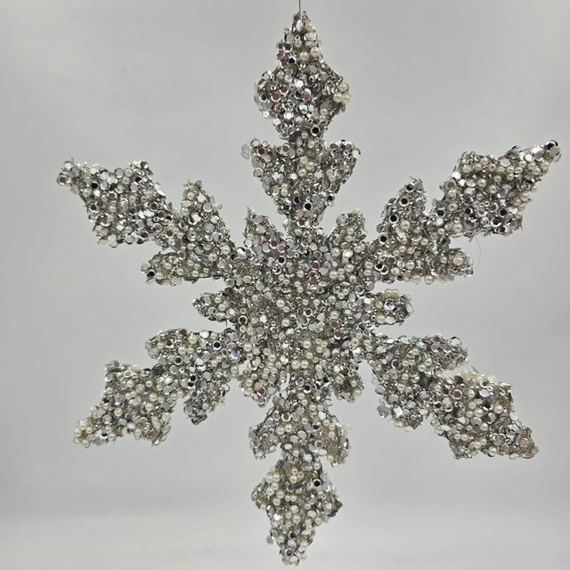 12" White | Platinum Sequin/Pearl Snowflake