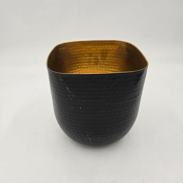 7" Antique Black Metal Rounded/ Square Planter