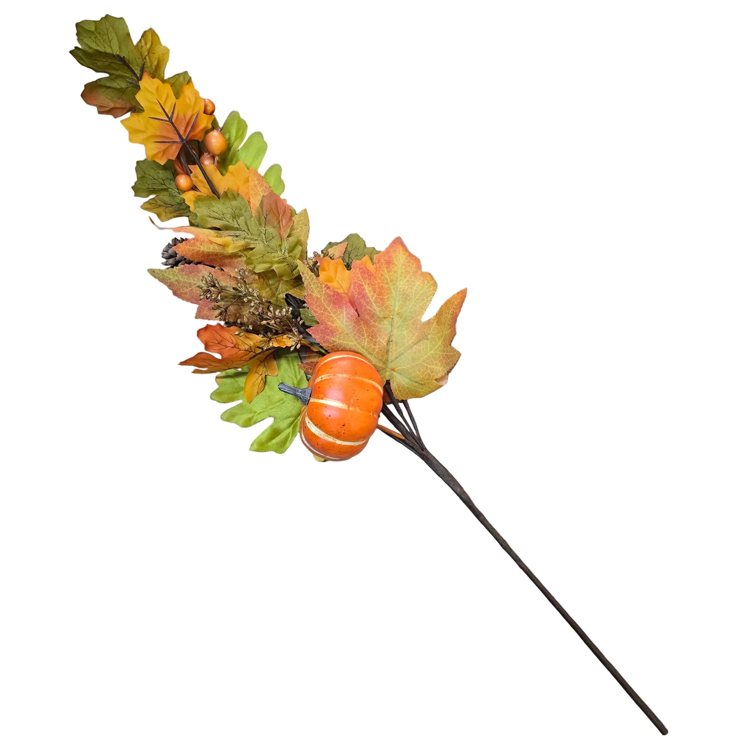 24" Leaves, Pinecone, Pumpkin & Berry Spray
