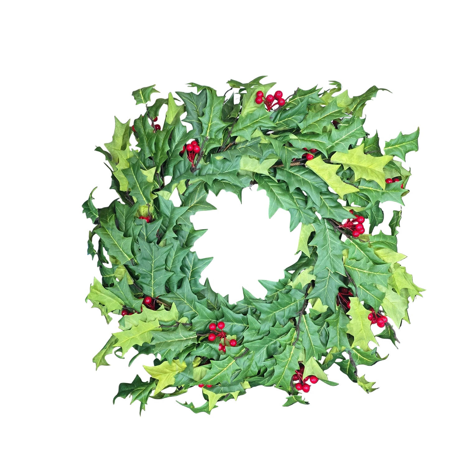 28" Mixed Greens with Holly Berries Wreath